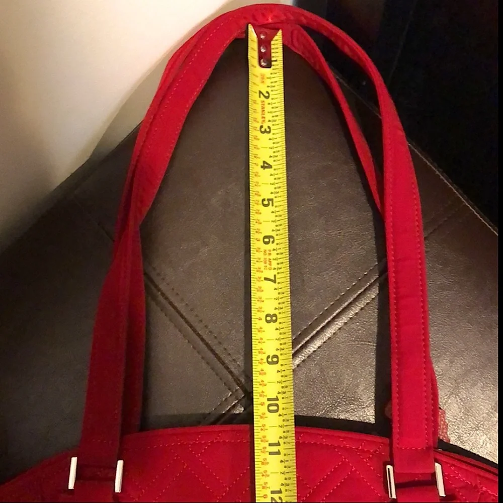 VERA BRADLEY Red Diamond Quilted Long Strap Shoulder Bag w/ Exterior Pockets - Picture 12 of 16